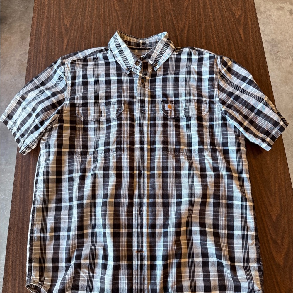 Carhartt Men's Plaid Button Down Shirt - Black and White